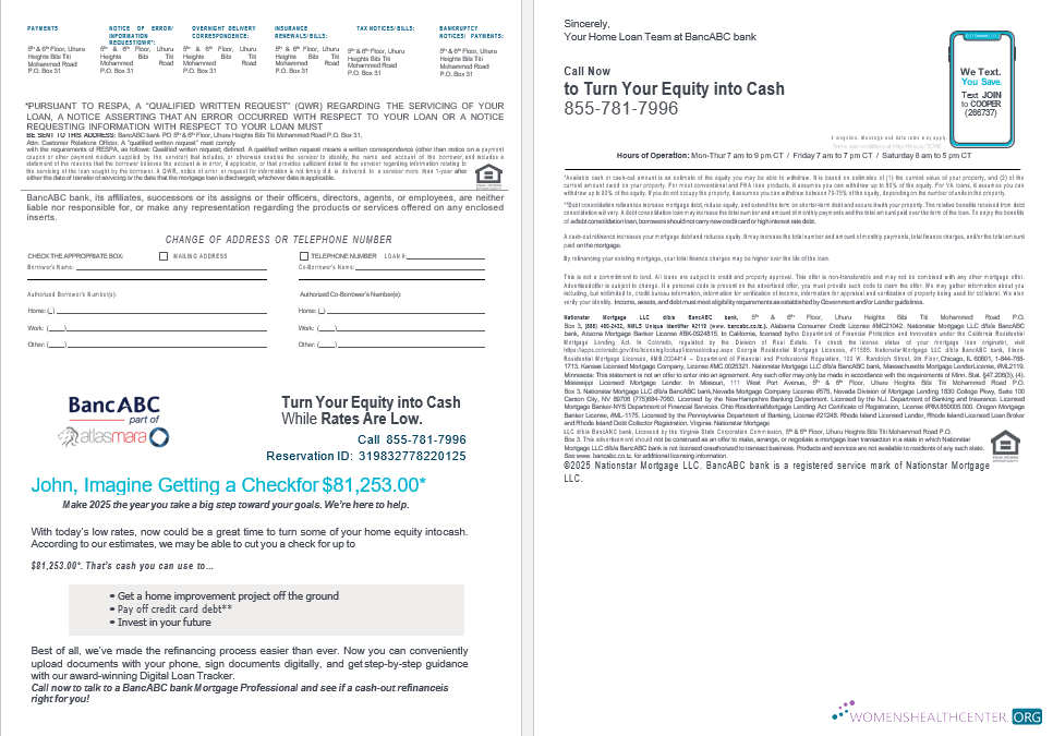 Tanzania BancABC bank mortgage loan statement in Word and PDF formats , 4 pages 3 4